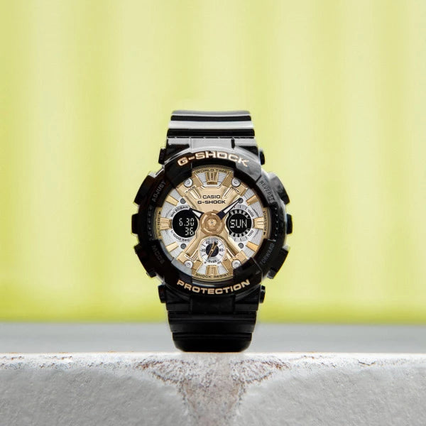 Casio G-SHOCK GMA-S120GB-1ADR | Sleek Black & Gold Digital Watch