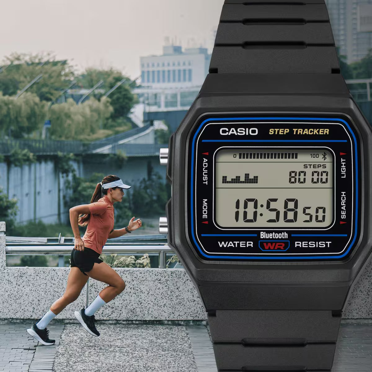 CASIO F-B100W-1ADF MEN'S DIGITAL WATCH – BLACK, BLUETOOTH & STEP TRACKER