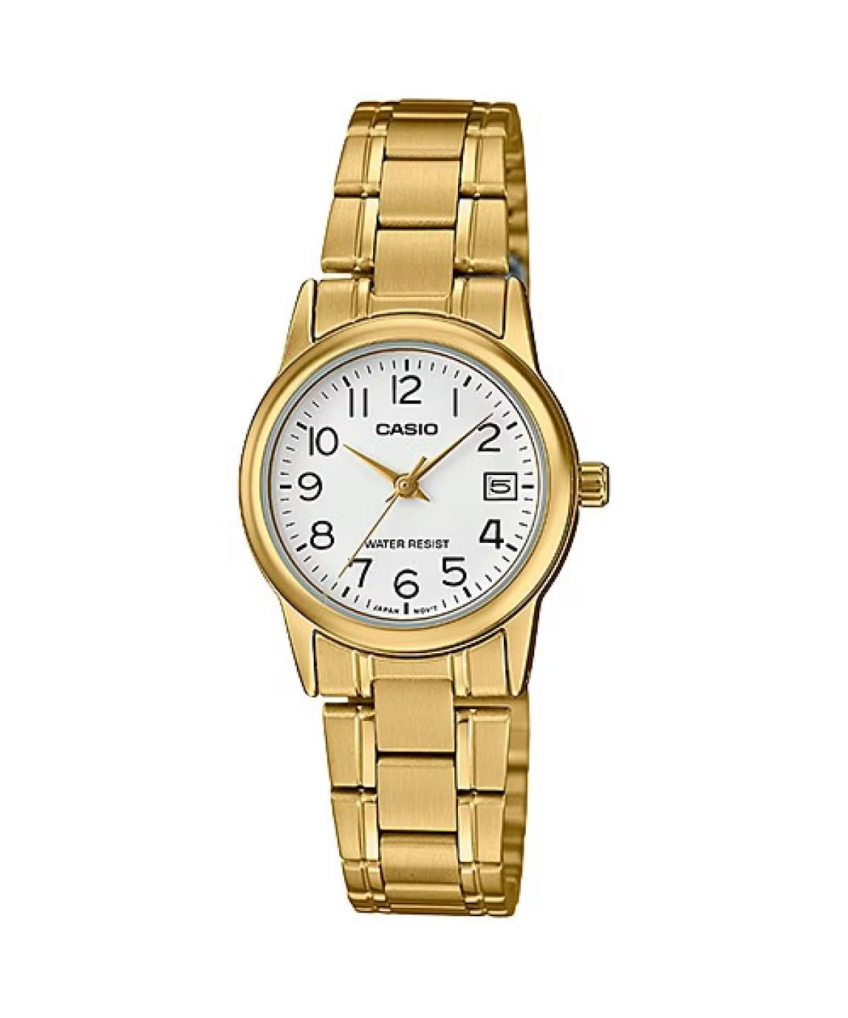 Casio MTP/LTP-V002G-7B2 Couple Watches – White Dial with Gold Tone Stainless Steel Band