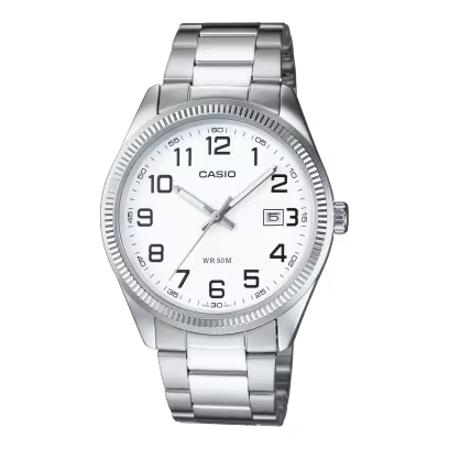 Casio Couple Watches MTP/LTP-1302D-7BVDF | Stainless Steel White Dial His & Hers Watch Set