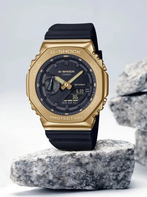 Casio G-SHOCK GM-2100G-1A9DR Analog-Digital Watch – Black & Gold Metal Bezel