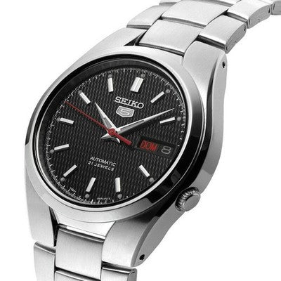 Seiko SNK607K1 Automatic Men’s Watch – Black Dial Military Style, Stainless Steel, Day-Date