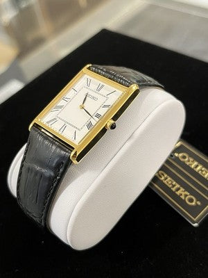 Seiko SWR052P1 Men's Classic Gold-Tone Rectangular Quartz Watch
