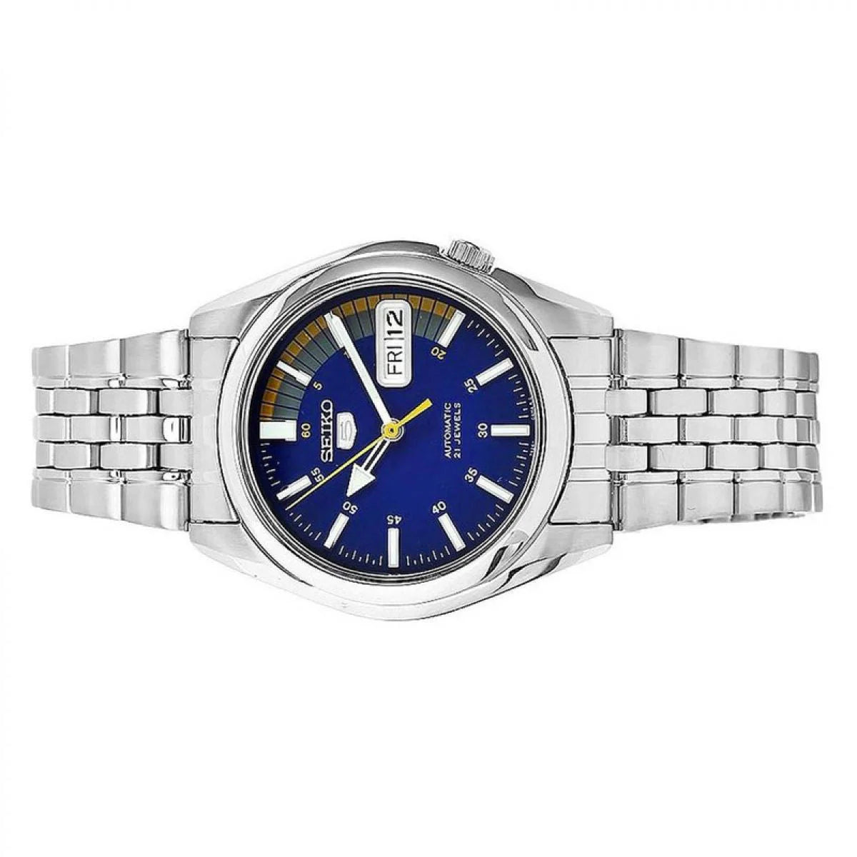 Seiko SNK371K1 Automatic Men’s Watch – Blue Dial, Day-Date, 21 Jewel Movement, Stainless Steel