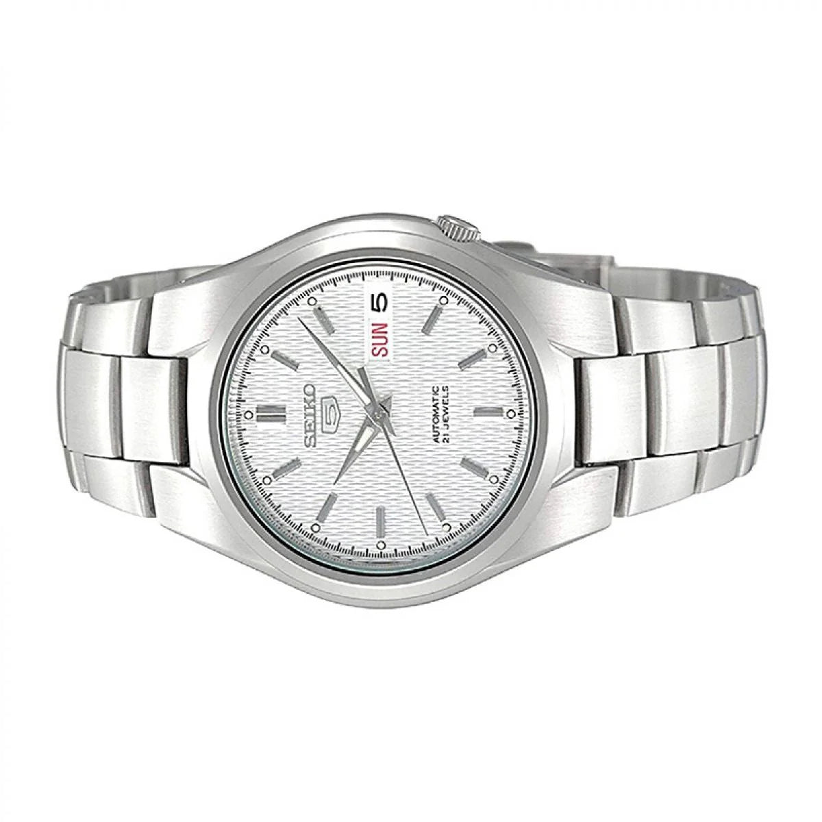 Seiko SNK601K1 Automatic Men’s Watch – White Dial Military Style, Stainless Steel, Day-Date