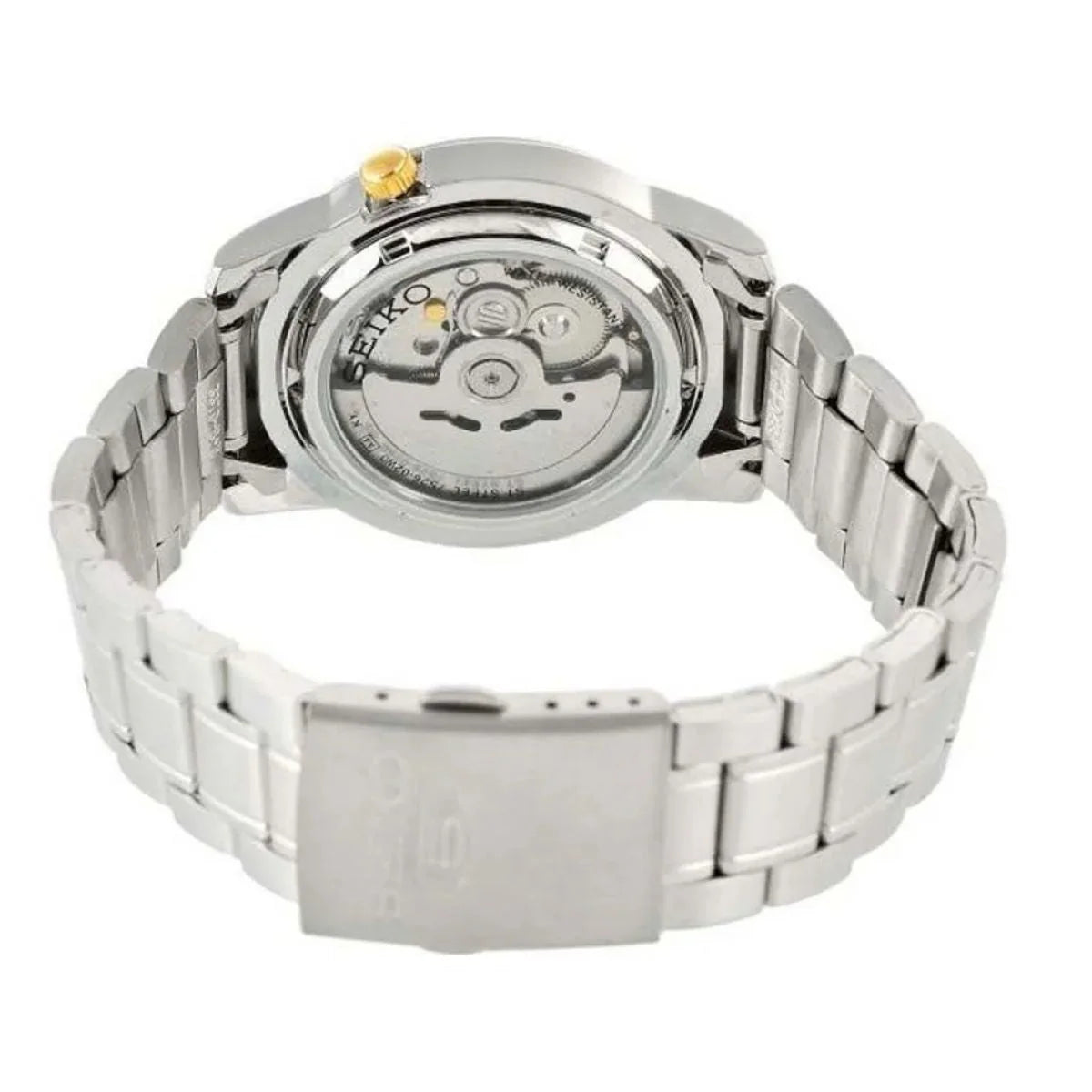 Seiko SNKK07K1 Automatic Men’s Watch – White Dial, Stainless Steel, Day-Date