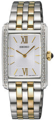 Seiko SWR093P1 Quartz Analog Women’s Watch – Two Tone Stainless Steel Rectangular Dress Watch