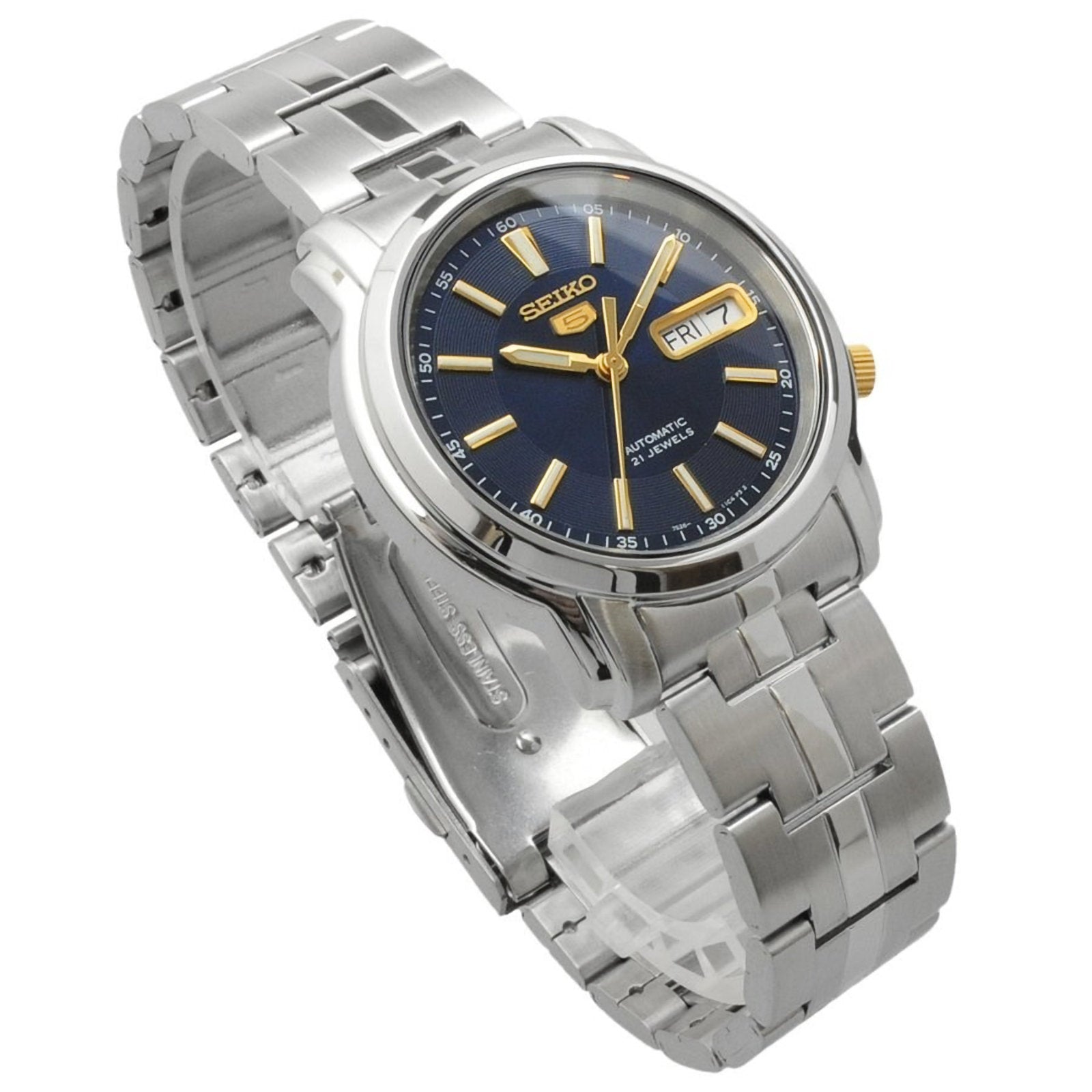 Seiko SNKL79K1 Automatic Men’s Watch – Stainless Steel, Blue Dial, Day-Date Display