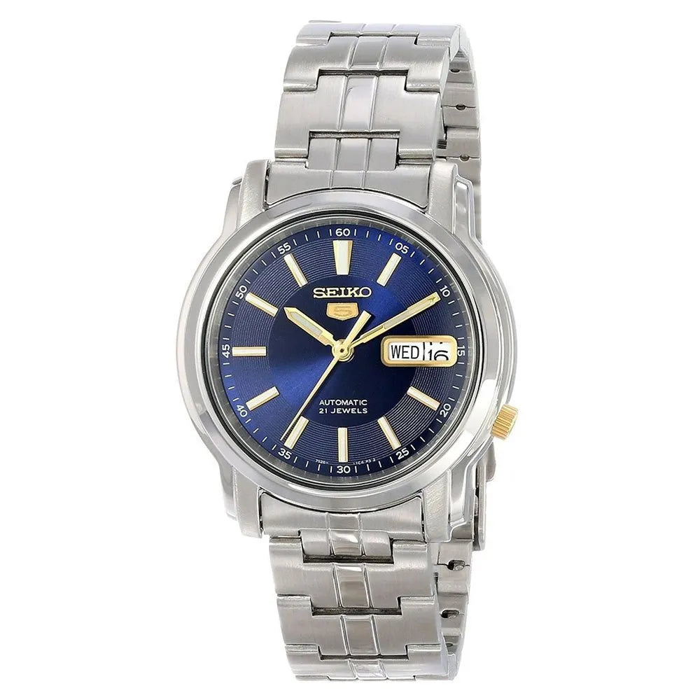 Seiko SNKL79K1 Automatic Men’s Watch – Stainless Steel, Blue Dial, Day-Date Display