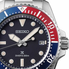 Seiko Prospex SNE595P1 Solar Diver’s Watch – 41 mm Blue & Red Pepsi Bezel