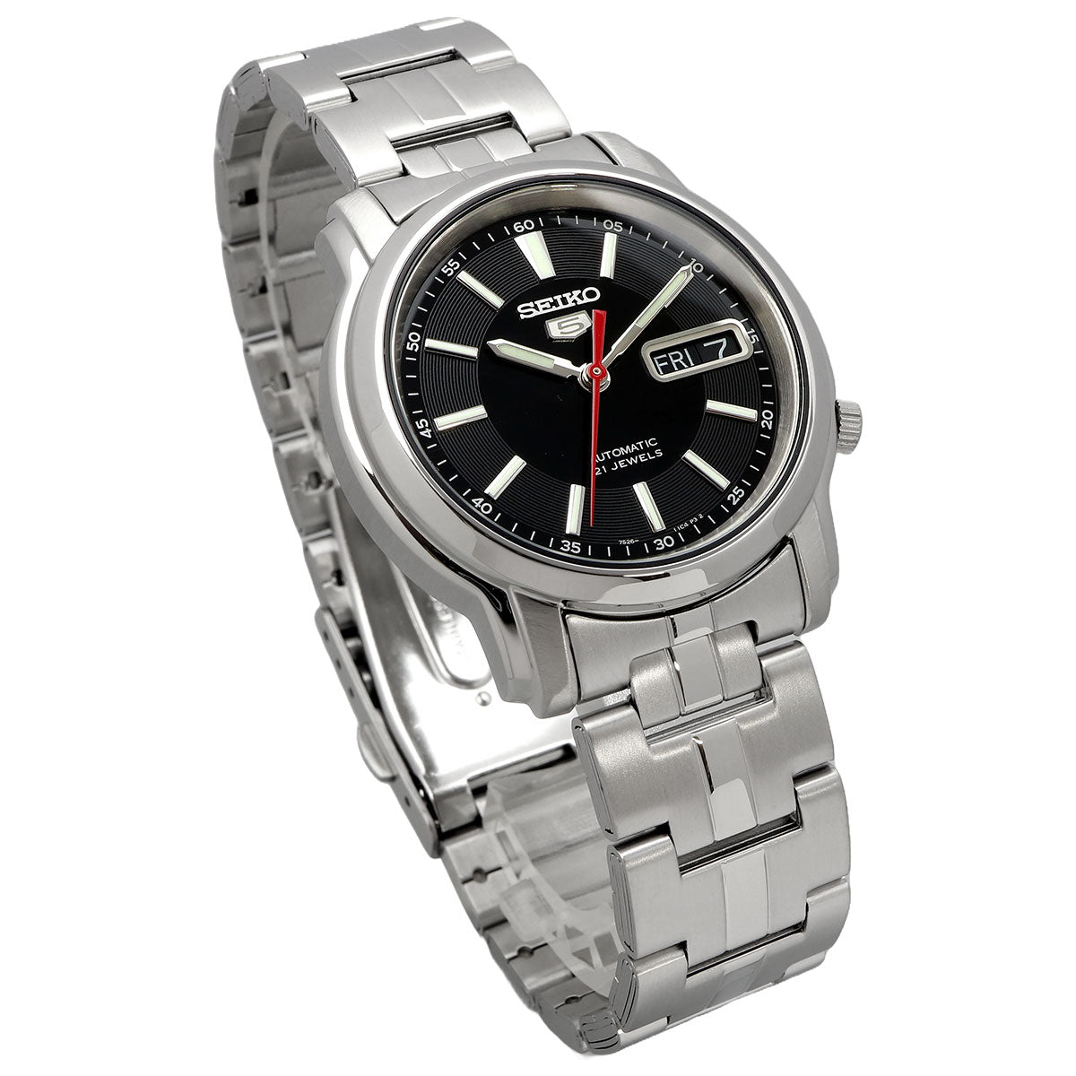 Seiko SNKL83K1 Automatic Men’s Watch – Stainless Steel, Black Dial, Day-Date Display