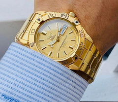 Seiko SNZB26J1 Automatic Watch – Gold Tone Stainless Steel, 21/23 Jewels, Day-Date, 100M